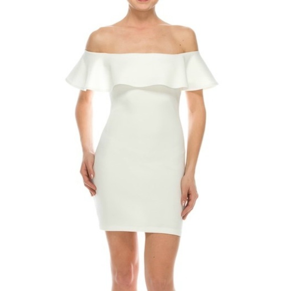 Sensemill Off the Shoulder Ruffle Bodycon Dress - Picture 1 of 8
